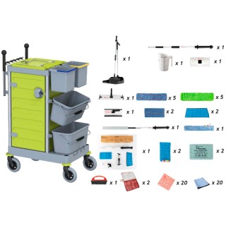 CHARIOT ET KIT de nettoyage et de désinfection des ambulances
